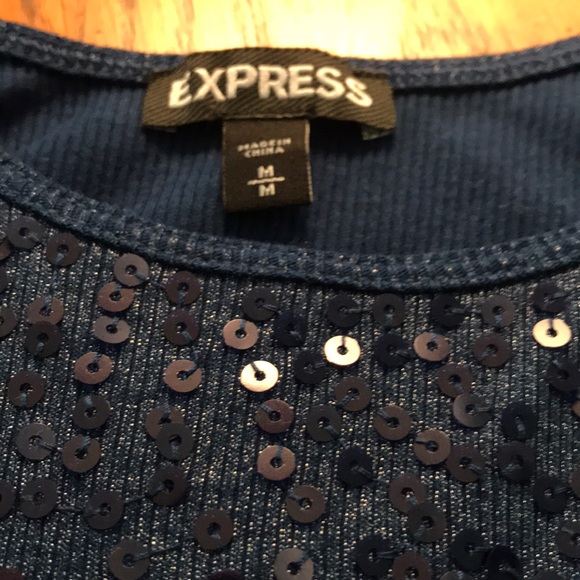 💥SALE💥 🔴2/$10 EUC Express Navy Blue Sequin Tank Top - Picture 3 of 5